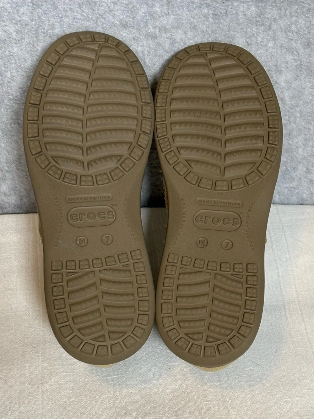 CROCS Santa Cruz Casual Slip-On Canvas Loafers-Khaki/Khaki-Men Size 7